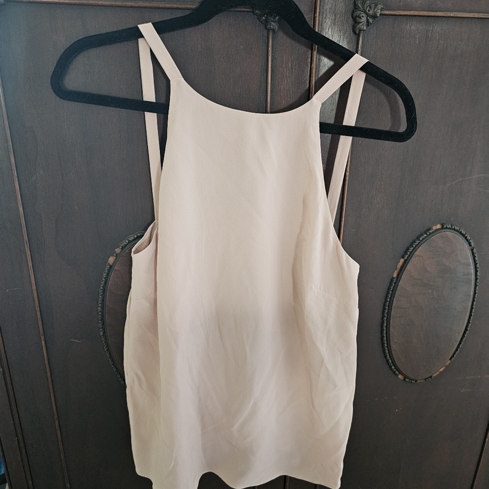 Ginia Emma Cami Light Pink Tank Top with Scoop Neck 100% Silk Small NWOT